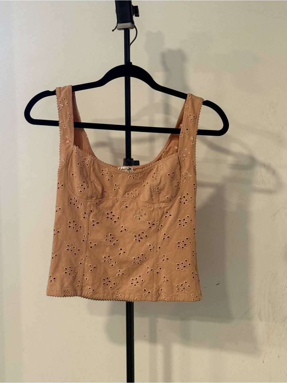 Free People Eyelet Square-Neck Camisole in Tan